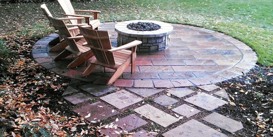 fire pit with adirondack chairs